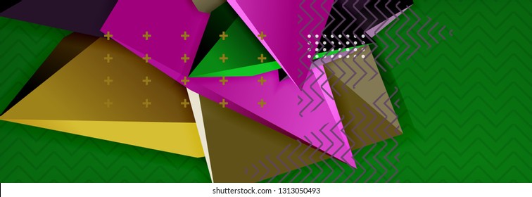Abstract background, colorful minimal abstract triangle composition. Vector illustration, modern 3d triangular poster
