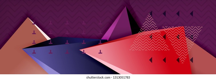 Abstract background, colorful minimal abstract triangle composition. Vector illustration, modern 3d triangular poster