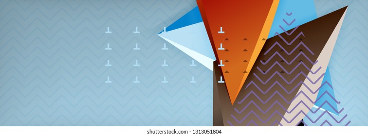 Abstract background, colorful minimal abstract triangle composition. Vector illustration, modern 3d triangular poster