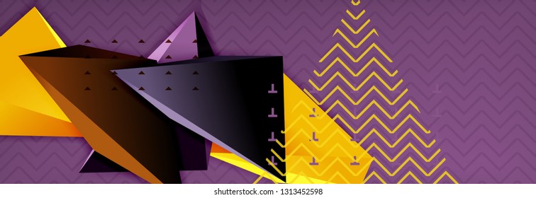 Abstrakter Hintergrund, bunter minimaler abstrakter Dreieck-Komposition. Vektorgrafik, modernes 3D-Dreieckspender