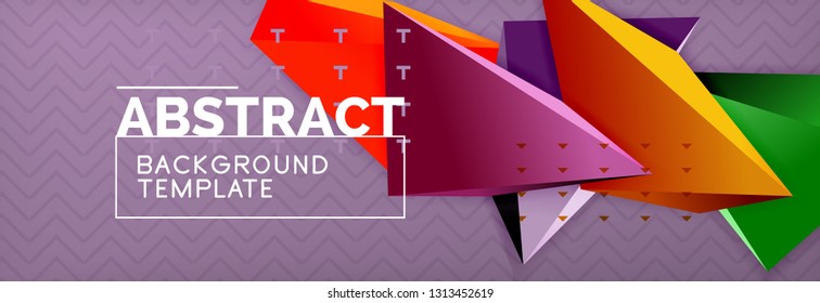 Abstract background, colorful minimal abstract triangle composition. Vector illustration, modern 3d triangular poster