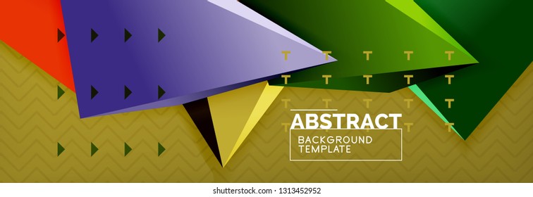 Abstract background, colorful minimal abstract triangle composition. Vector illustration, modern 3d triangular poster