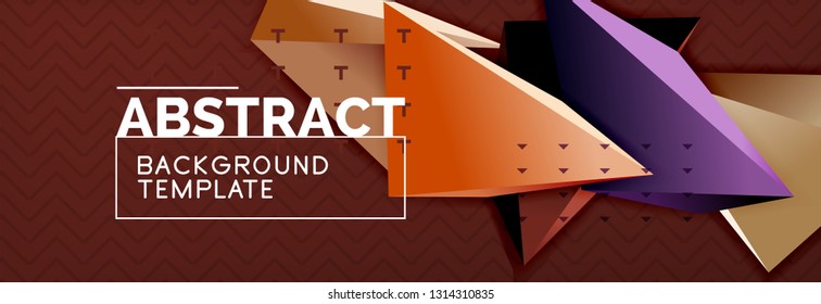 Abstract background, colorful minimal abstract triangle composition. Vector illustration, modern 3d triangular poster