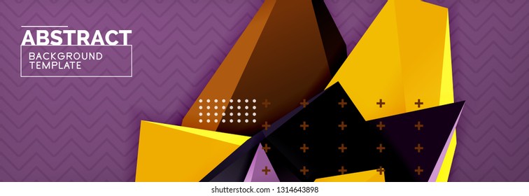 Abstract background, colorful minimal abstract triangle composition. Vector illustration, modern 3d triangular poster