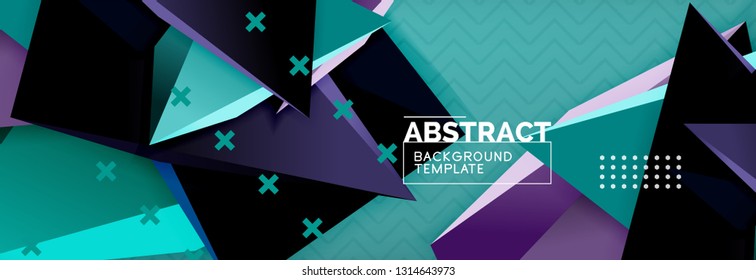 Abstract background, colorful minimal abstract triangle composition. Vector illustration, modern 3d triangular poster