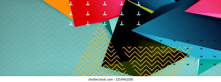 Abstract background, colorful minimal abstract triangle composition. Vector illustration, modern 3d triangular poster