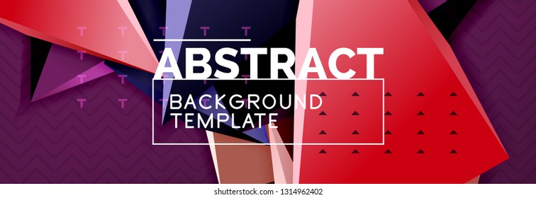 Abstract background, colorful minimal abstract triangle composition. Vector illustration, modern 3d triangular poster