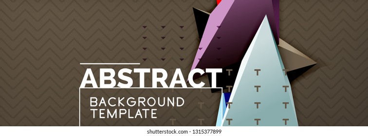 Abstract background, colorful minimal abstract triangle composition. Vector illustration, modern 3d triangular poster