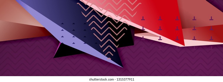 Abstract background, colorful minimal abstract triangle composition. Vector illustration, modern 3d triangular poster