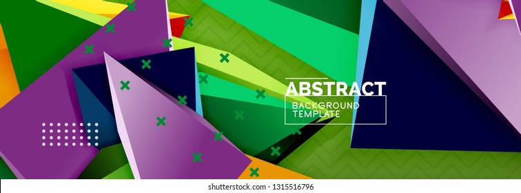 Abstract background, colorful minimal abstract triangle composition. Vector illustration, modern 3d triangular poster