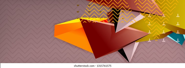 Abstract background, colorful minimal abstract triangle composition. Vector illustration, modern 3d triangular poster