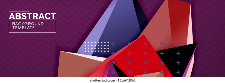 Abstract background, colorful minimal abstract triangle composition. Vector illustration, modern 3d triangular poster