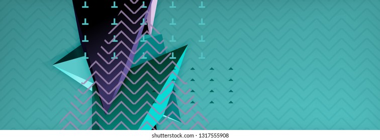 Abstract background, colorful minimal abstract triangle composition. Vector illustration, modern 3d triangular poster