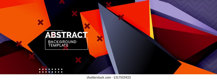 Abstract background, colorful minimal abstract triangle composition. Vector illustration, modern 3d triangular poster