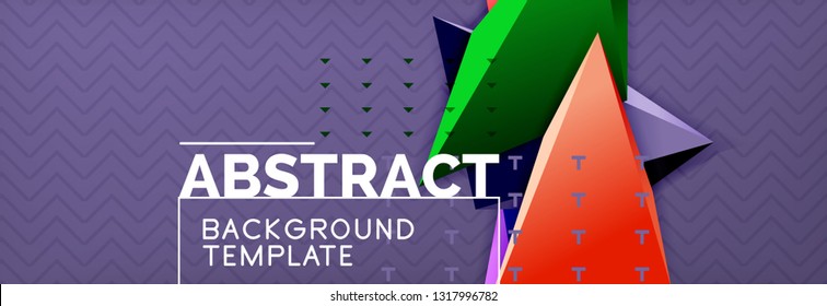 Abstract background, colorful minimal abstract triangle composition. Vector illustration, modern 3d triangular poster