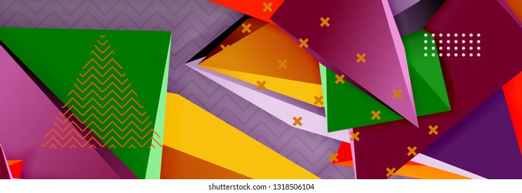 Abstract background, colorful minimal abstract triangle composition. Vector illustration, modern 3d triangular poster
