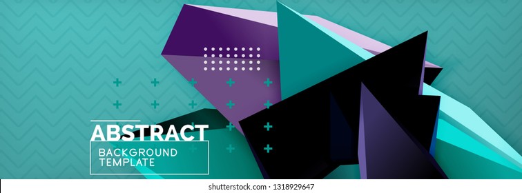 Abstract background, colorful minimal abstract triangle composition. Vector illustration, modern 3d triangular poster