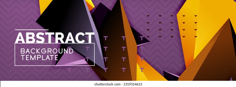 Abstract background, colorful minimal abstract triangle composition. Vector illustration, modern 3d triangular poster