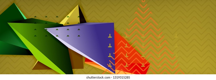 Abstract background, colorful minimal abstract triangle composition. Vector illustration, modern 3d triangular poster