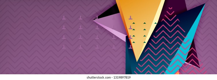 Abstract background, colorful minimal abstract triangle composition. Vector illustration, modern 3d triangular poster