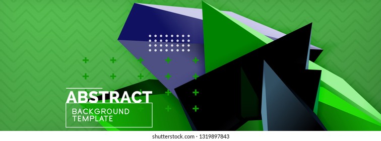Abstract background, colorful minimal abstract triangle composition. Vector illustration, modern 3d triangular poster