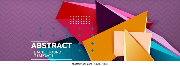 Abstract background, colorful minimal abstract triangle composition. Vector illustration, modern 3d triangular poster
