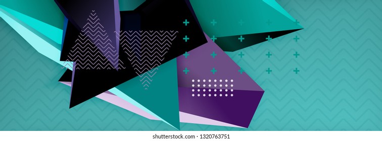 Abstract background, colorful minimal abstract triangle composition. Vector illustration, modern 3d triangular poster