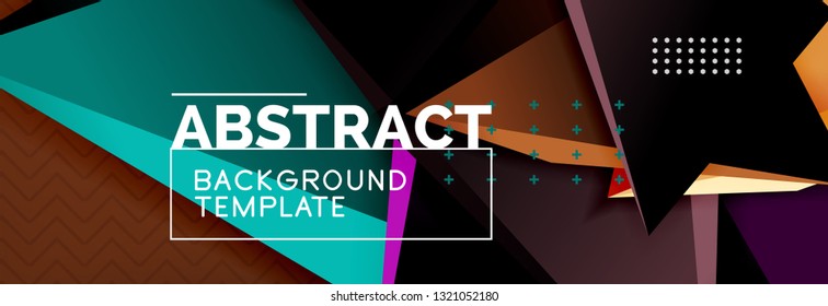 Abstract background, colorful minimal abstract triangle composition. Vector illustration, modern 3d triangular poster