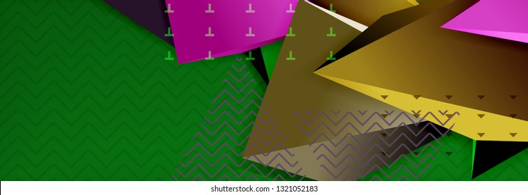 Abstract background, colorful minimal abstract triangle composition. Vector illustration, modern 3d triangular poster