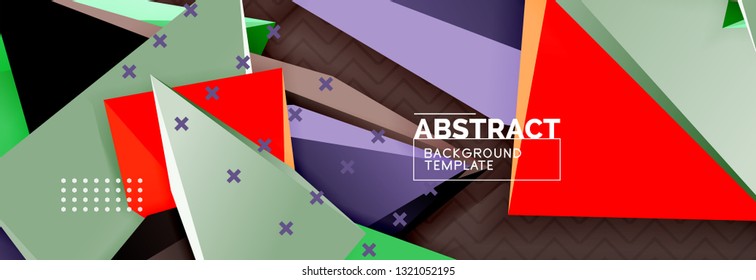 Abstract background, colorful minimal abstract triangle composition. Vector illustration, modern 3d triangular poster