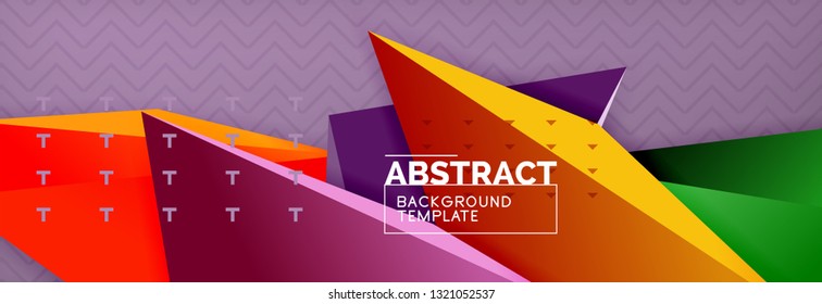 Abstract background, colorful minimal abstract triangle composition. Vector illustration, modern 3d triangular poster