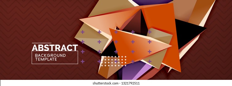 Fondo abstracto, composición de triángulo abstracto colorida mínima. Ilustración vectorial, moderno afiche triangular 3d