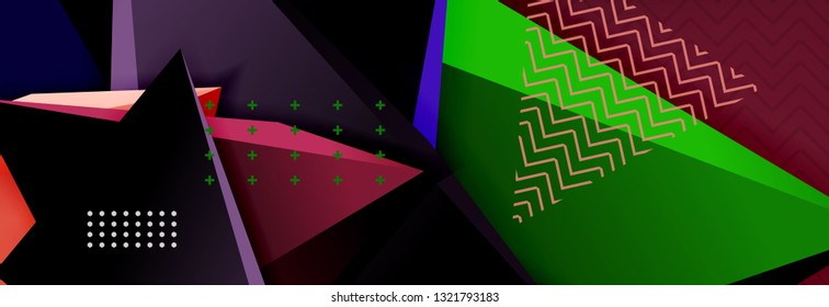 Abstract background, colorful minimal abstract triangle composition. Vector illustration, modern 3d triangular poster