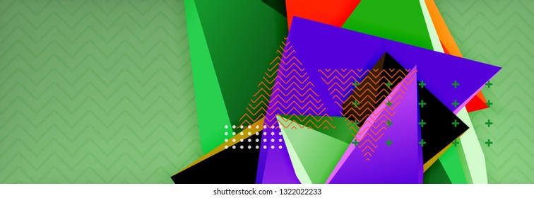 Abstract background, colorful minimal abstract triangle composition. Vector illustration, modern 3d triangular poster