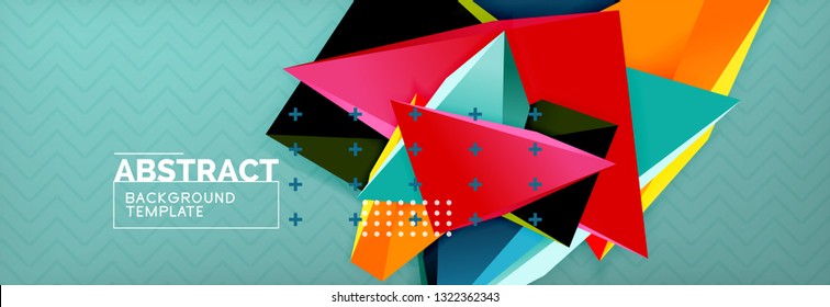 Abstrakter Hintergrund, bunter minimaler abstrakter Dreieck-Komposition. Vektorgrafik, modernes 3D-Dreieckspender