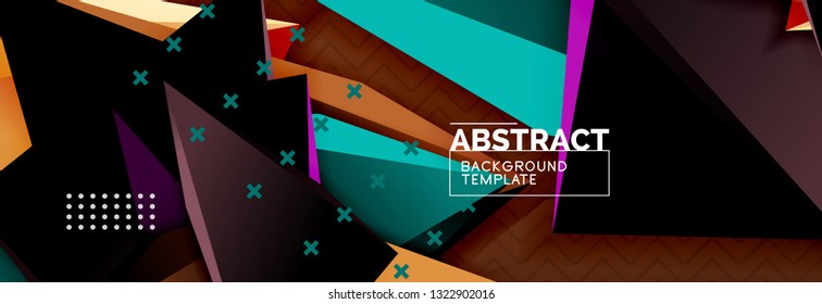 Abstract background, colorful minimal abstract triangle composition. Vector illustration, modern 3d triangular poster