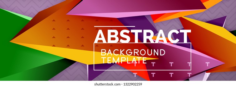 Fondo abstracto, composición de triángulo abstracto colorida mínima. Ilustración vectorial, moderno afiche triangular 3d