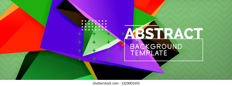 Abstract background, colorful minimal abstract triangle composition. Vector illustration, modern 3d triangular poster