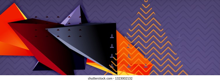 Abstract background, colorful minimal abstract triangle composition. Vector illustration, modern 3d triangular poster