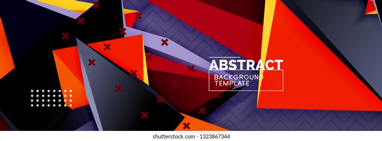 Abstract background, colorful minimal abstract triangle composition. Vector illustration, modern 3d triangular poster