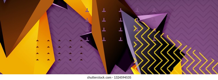 Abstract background, colorful minimal abstract triangle composition. Vector illustration, modern 3d triangular poster