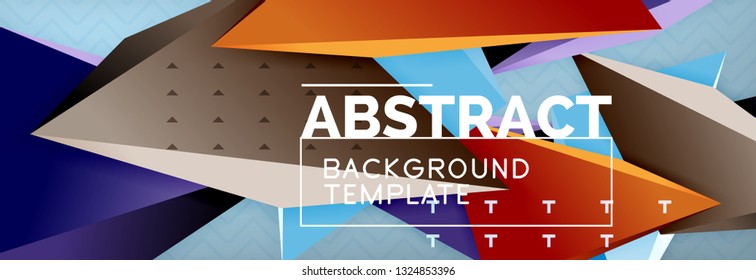 Abstract background, colorful minimal abstract triangle composition. Vector illustration, modern 3d triangular poster