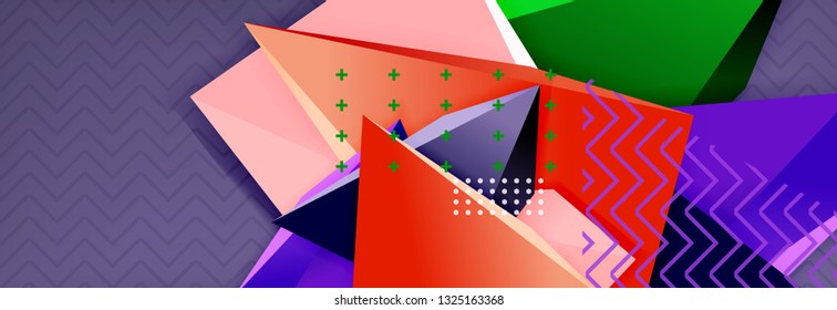 Abstract background, colorful minimal abstract triangle composition. Vector illustration, modern 3d triangular poster