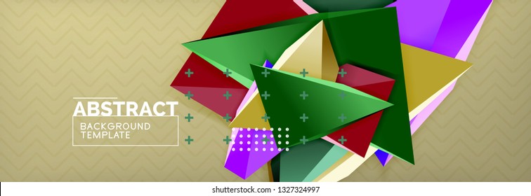 Abstract background, colorful minimal abstract triangle composition. Vector illustration, modern 3d triangular poster