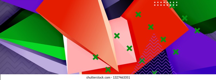 Abstract background, colorful minimal abstract triangle composition. Vector illustration, modern 3d triangular poster