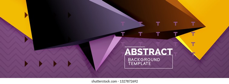 Abstract background, colorful minimal abstract triangle composition. Vector illustration, modern 3d triangular poster