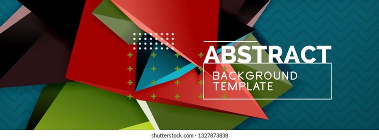 Abstract background, colorful minimal abstract triangle composition. Vector illustration, modern 3d triangular poster