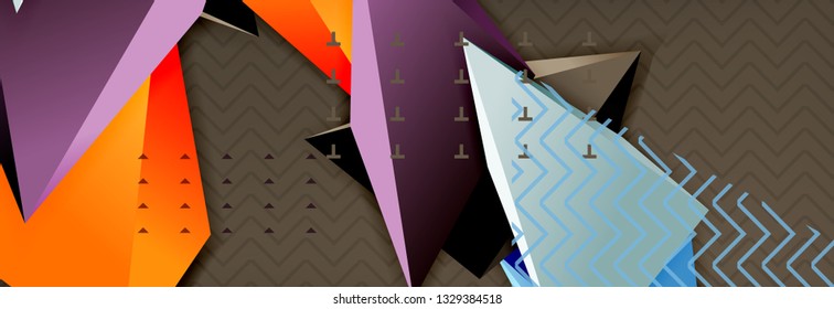 Abstract background, colorful minimal abstract triangle composition. Vector illustration, modern 3d triangular poster