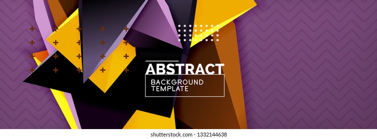 Abstract background, colorful minimal abstract triangle composition. Vector illustration, modern 3d triangular poster