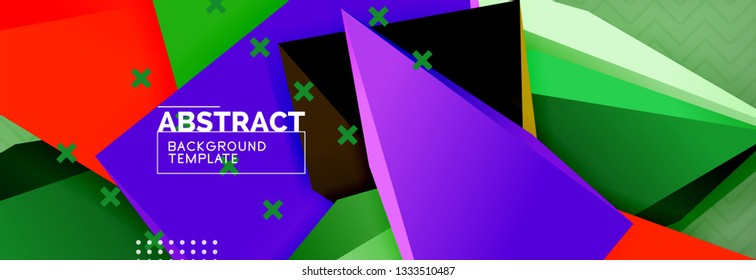 Abstract background, colorful minimal abstract triangle composition. Vector illustration, modern 3d triangular poster